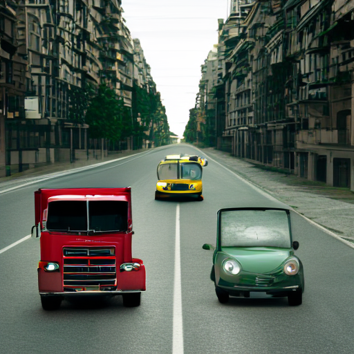 Learned suffix replacing the bus with a truck while retaining avenue structure